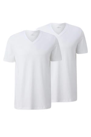 regular T-shirt wit - (set van 2)