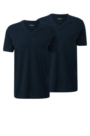 regular T-shirt donkerblauw - (set van 2)
