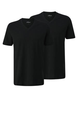 regular T-shirt zwart - (set van 2)