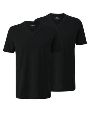 regular T-shirt zwart - (set van 2)