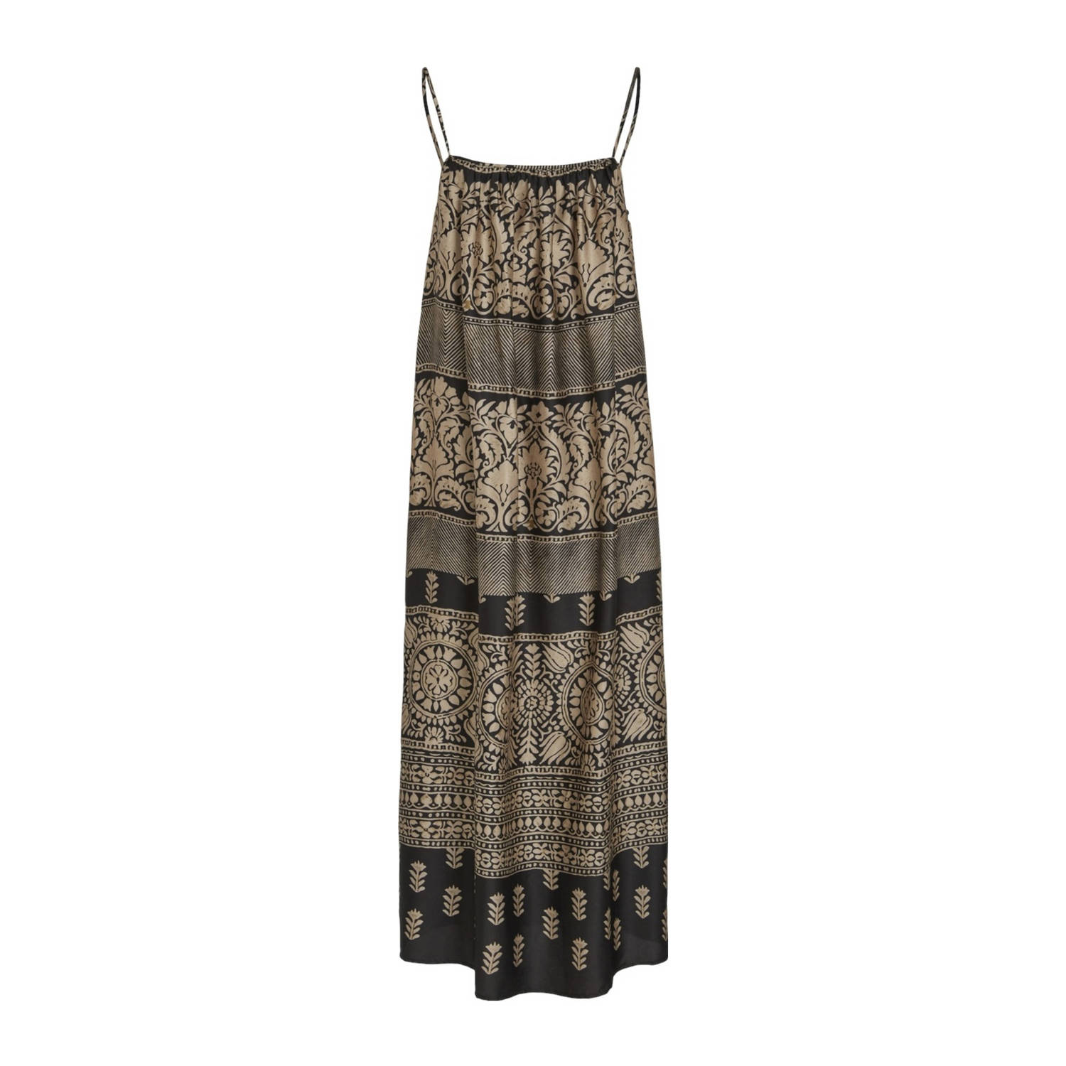 VILA maxi jurk VIRAMONE met all over print zwart beige