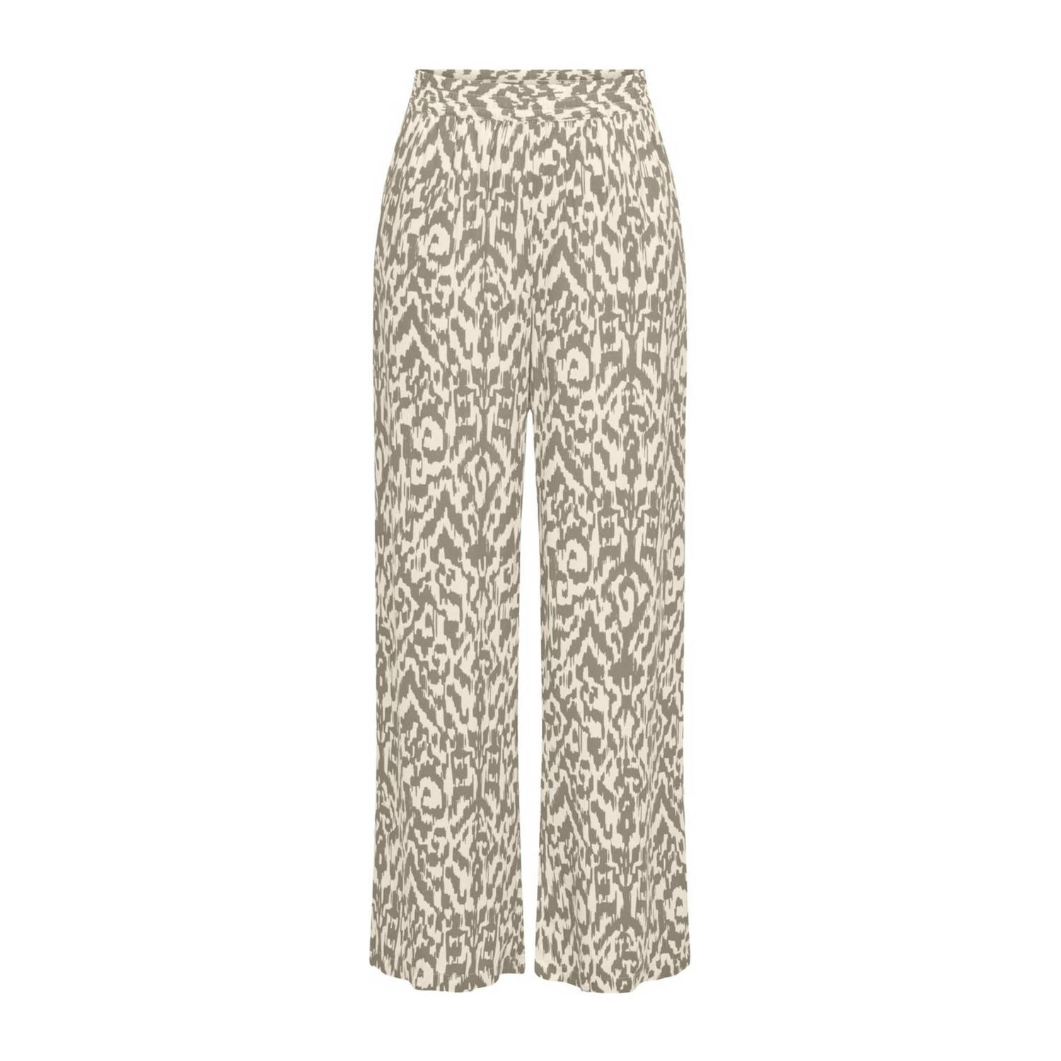 JDY regular fit broek TRAVIS met all over print olijfgroen crème