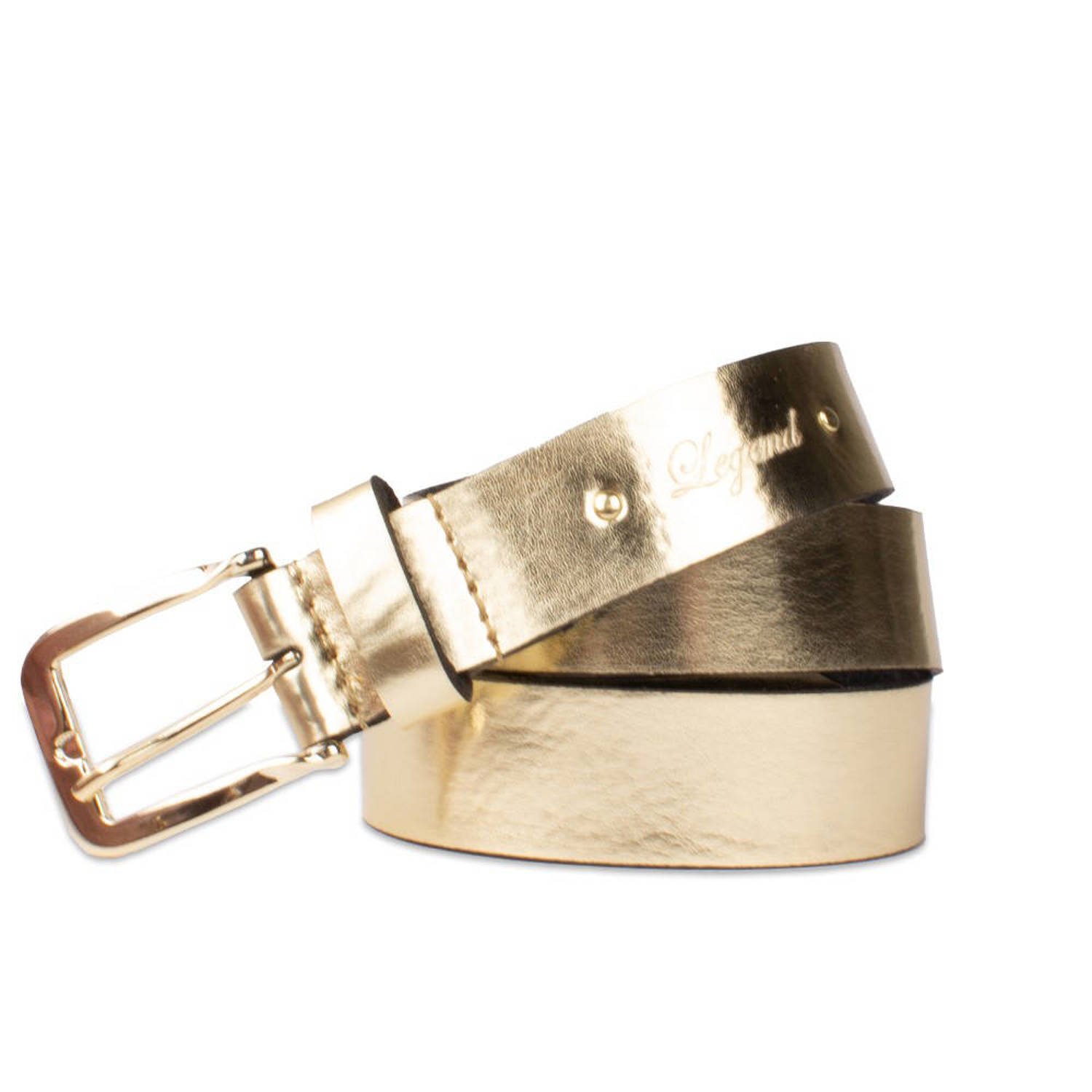 Legend metallic leren riem goudkleurig