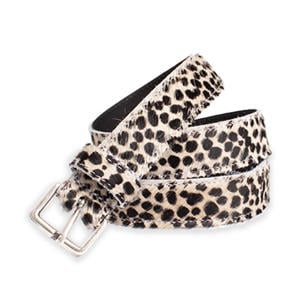 leren riem met panterprint wit