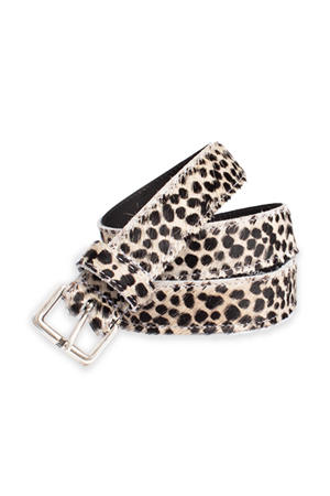leren riem met panterprint wit