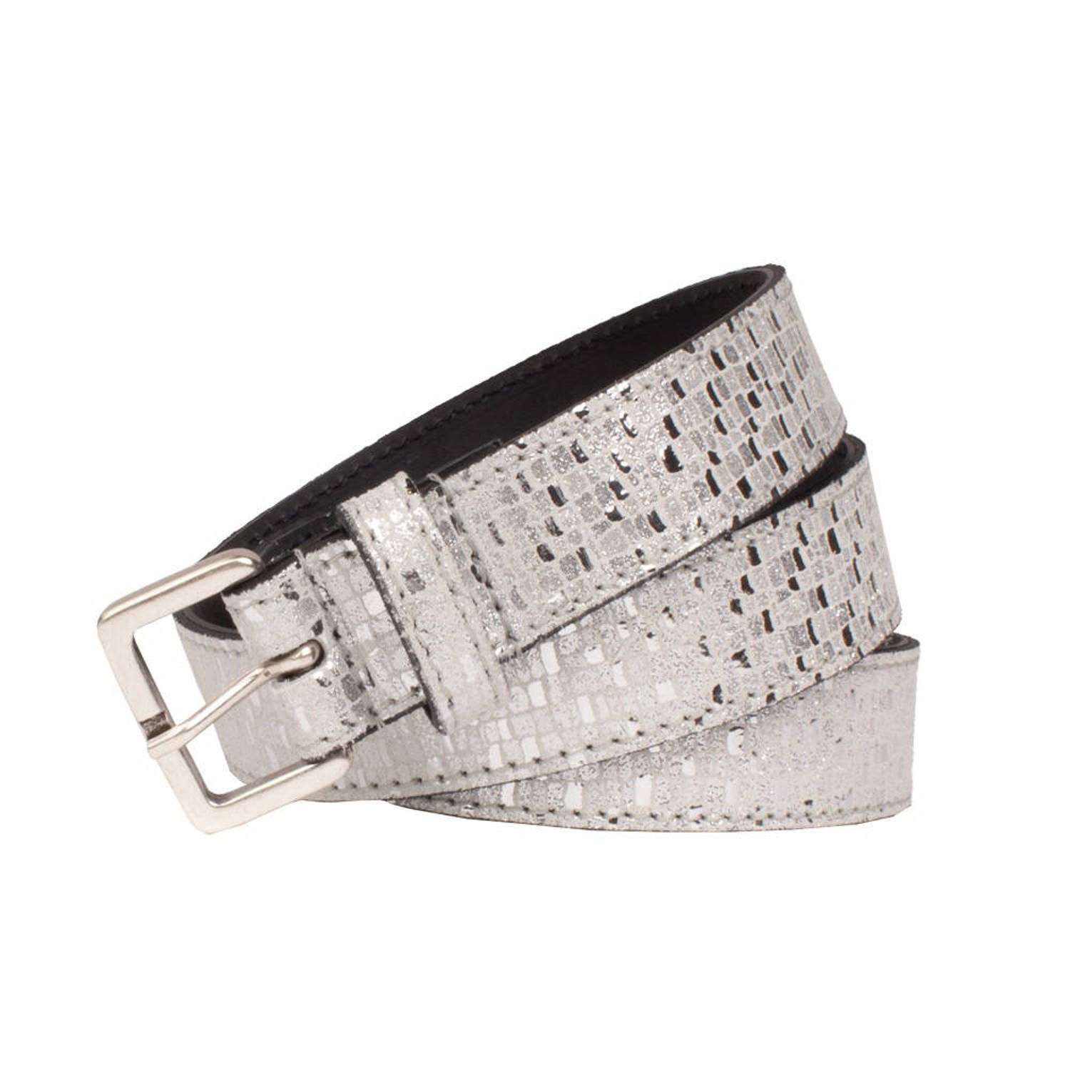 Legend leren riem zilverkleurig