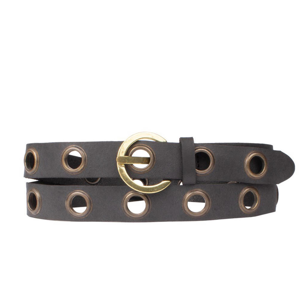 Petrol industries Plus Size leren riem zwart/goudkleurig