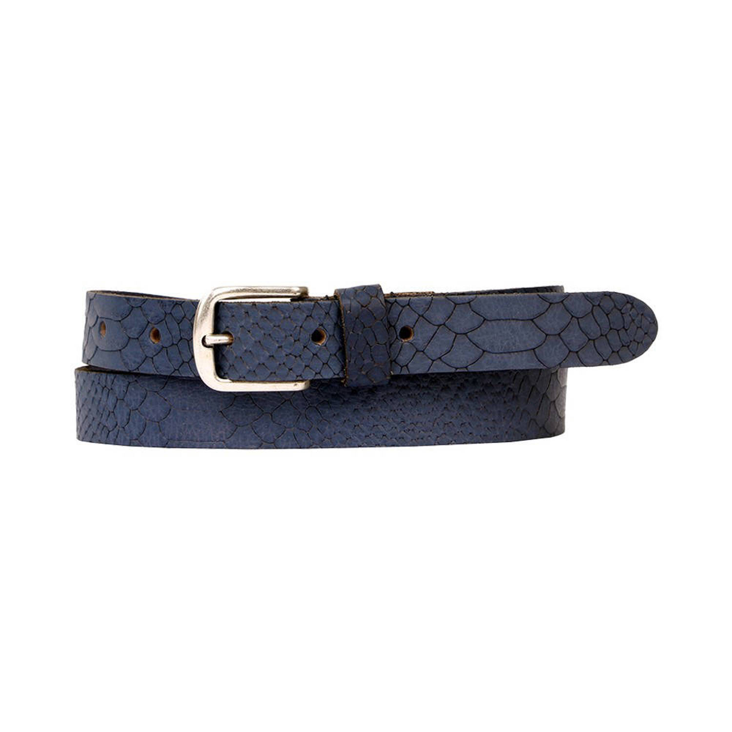 Petrol industries Plus Size leren riem donkerblauw