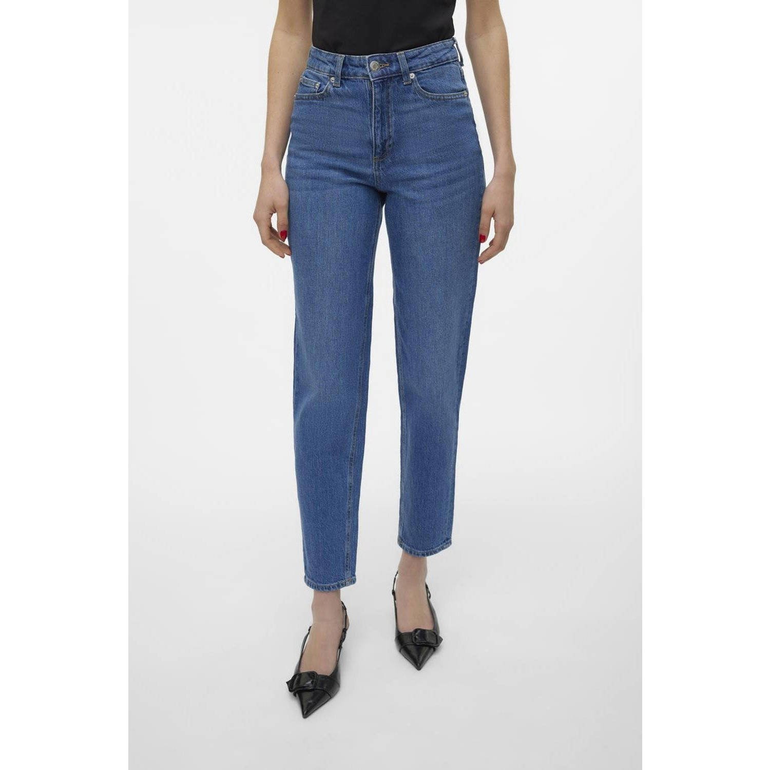 VERO MODA high waist mom jeans VMTESSA medium blue denim