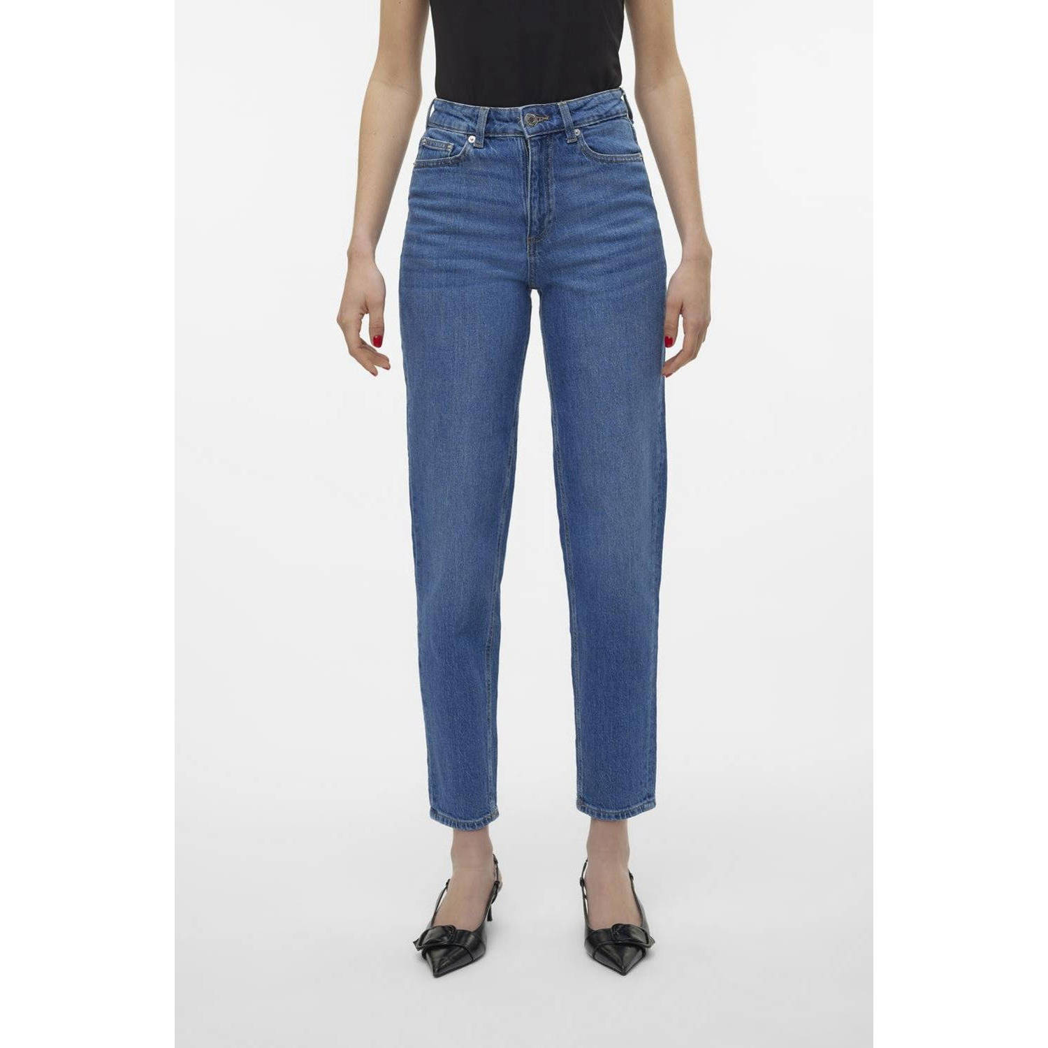 VERO MODA high waist mom jeans VMTESSA medium blue denim