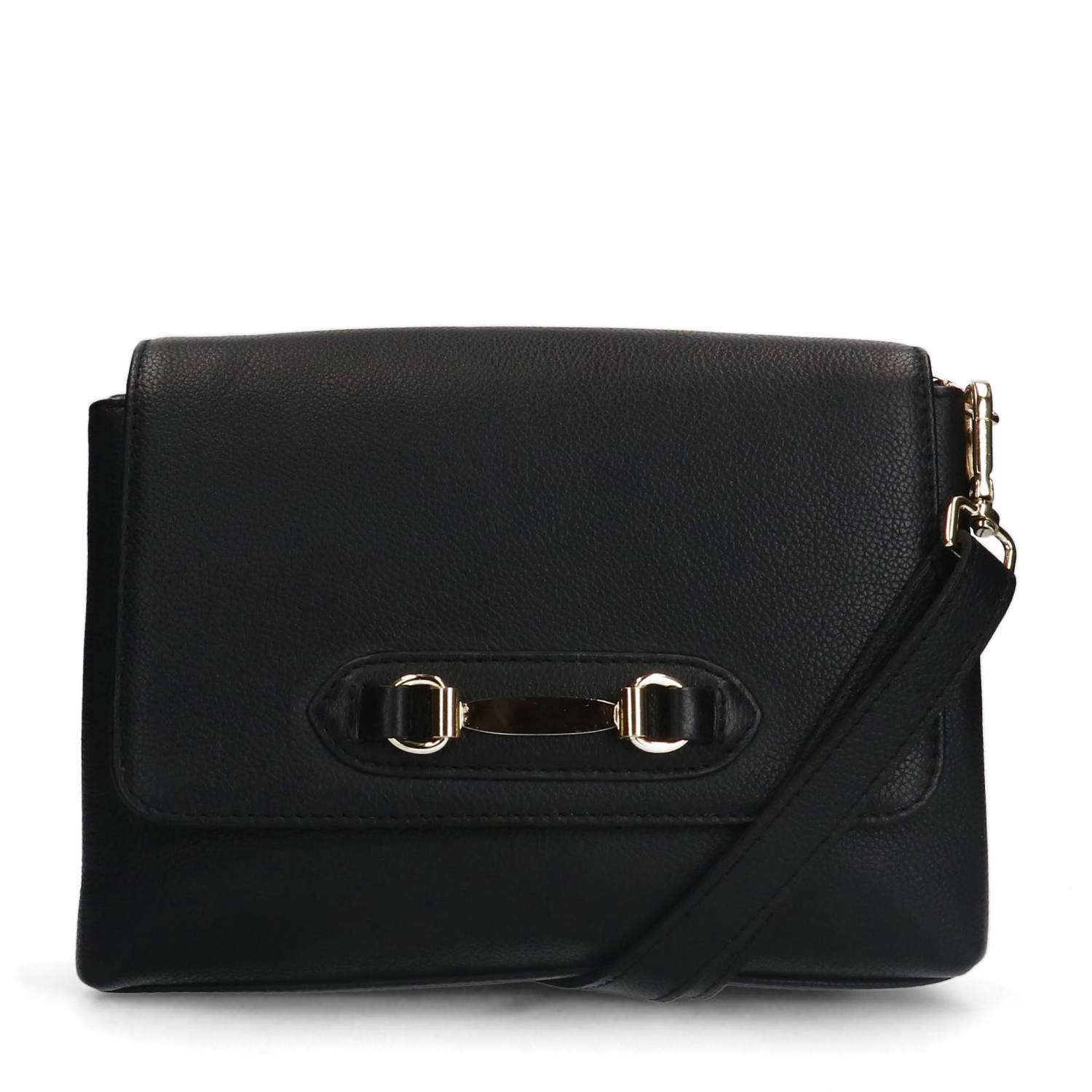 Manfield leren crossbody tas zwart