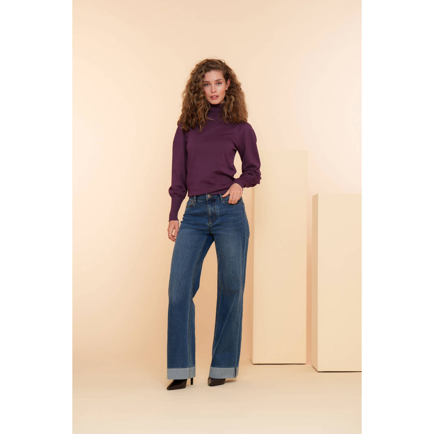 Geisha wide leg jeans blue denim stonewash