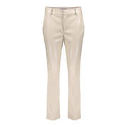 thumbnail: Crème dames Geisha imitatieleren high waist slim fit broek met effen