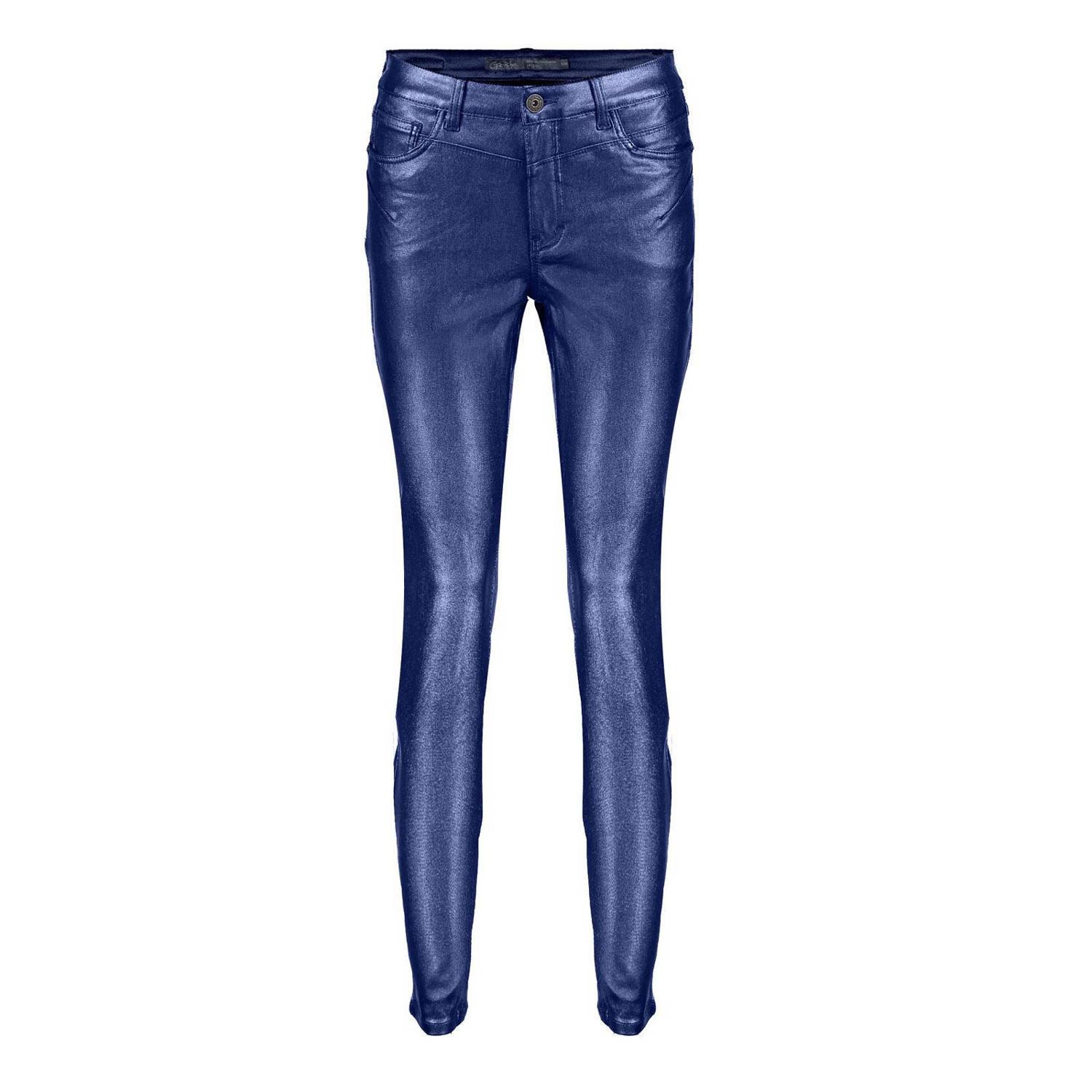 Geisha coated skinny broek cobalt