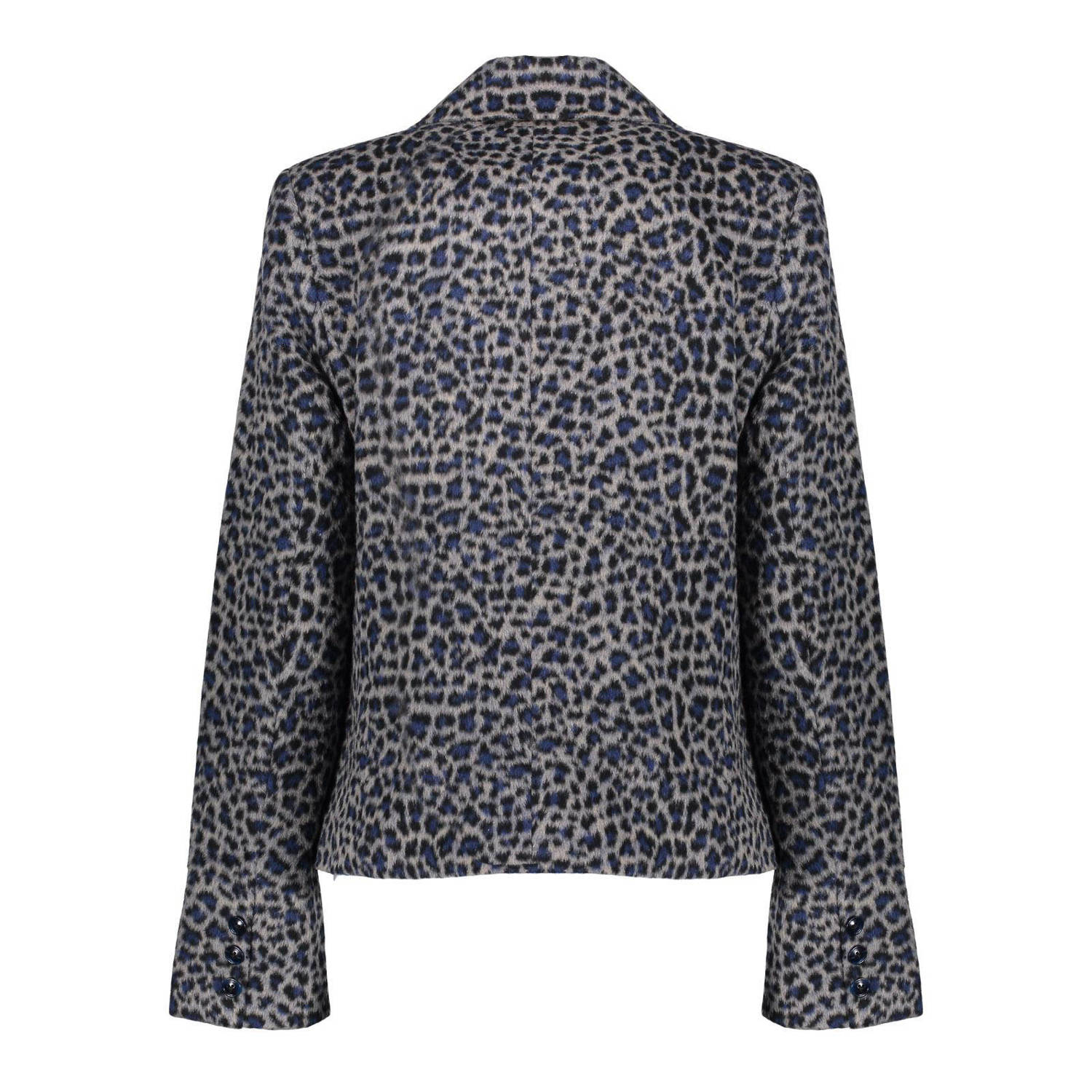 Geisha rechtvallende blazer met panterprint grijs blauw zwart