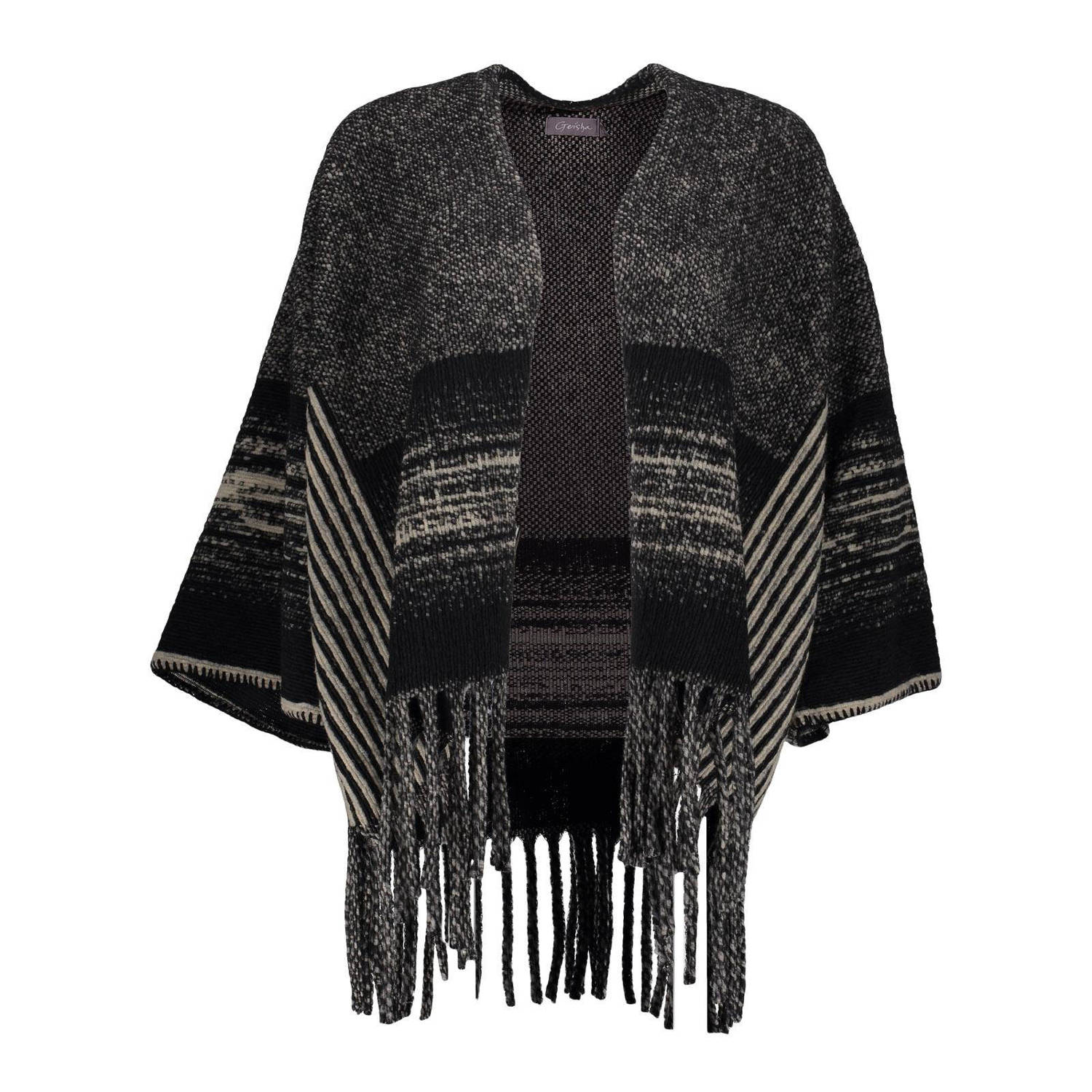 Geisha Elegant Poncho Shawl Black Dames