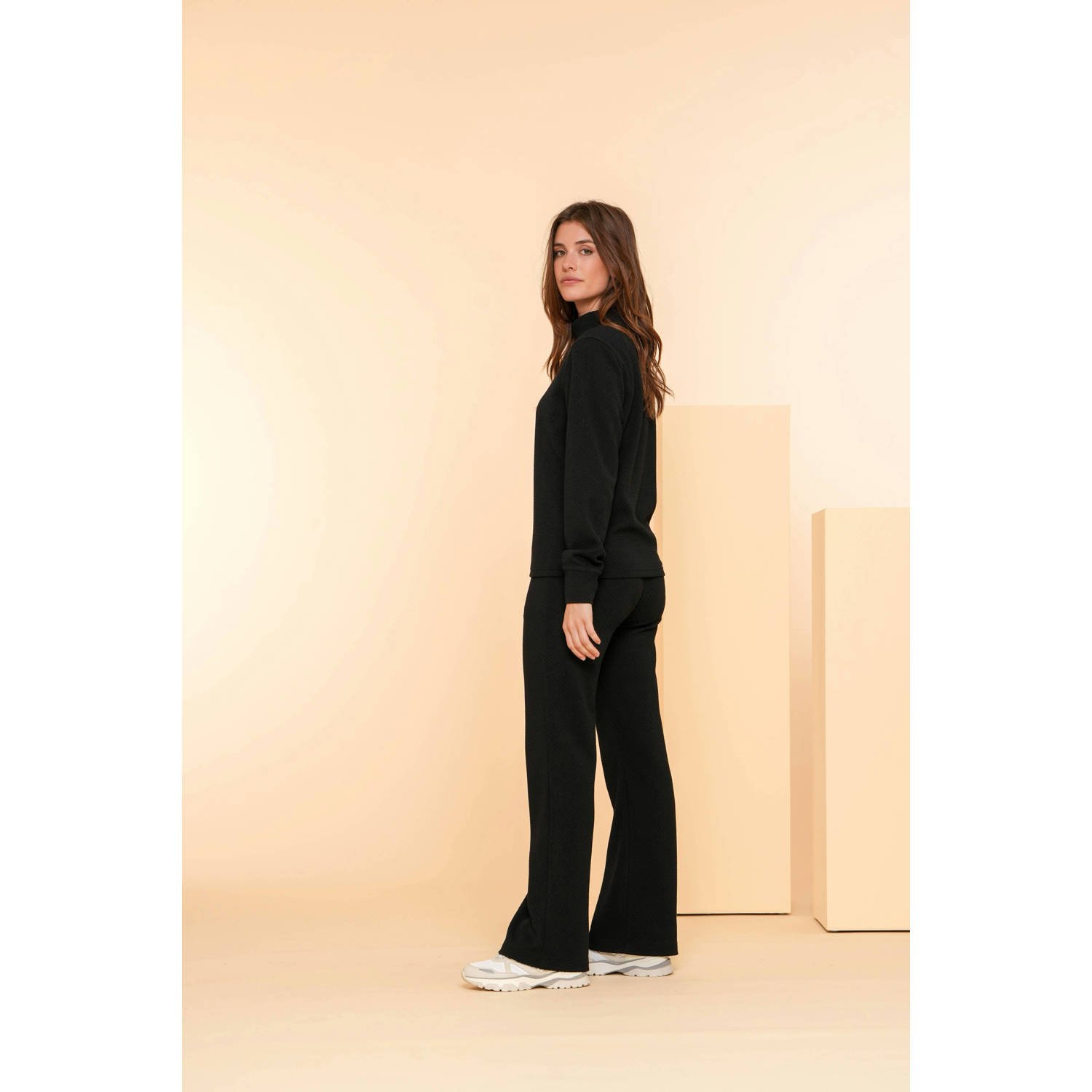 Geisha high waist straight fit broek zwart