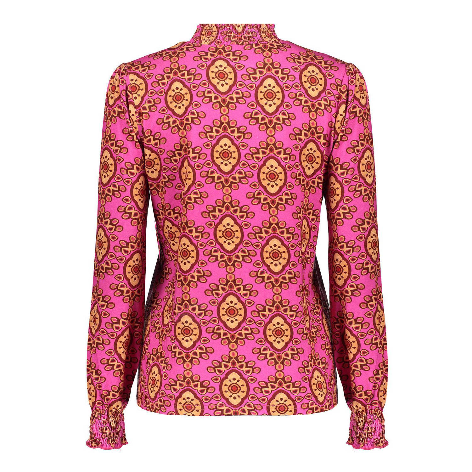 Geisha blouse met all over print roze