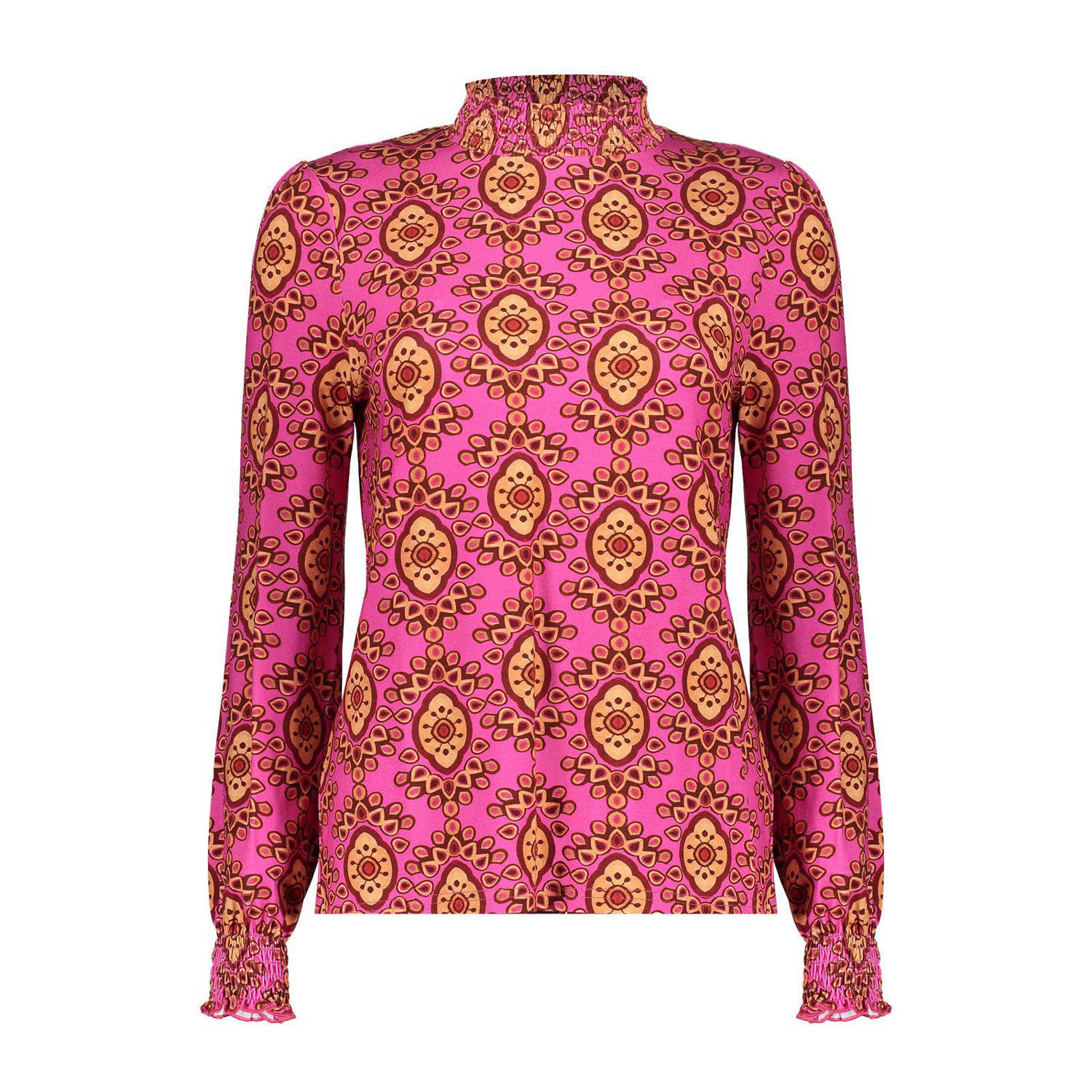 Geisha blouse met all over print roze