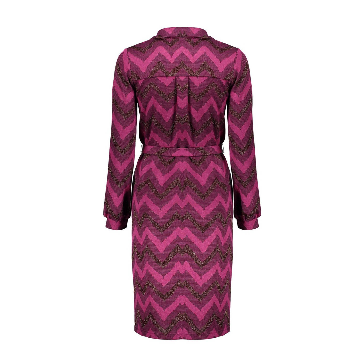 Geisha jurk met zigzag print fuchsia