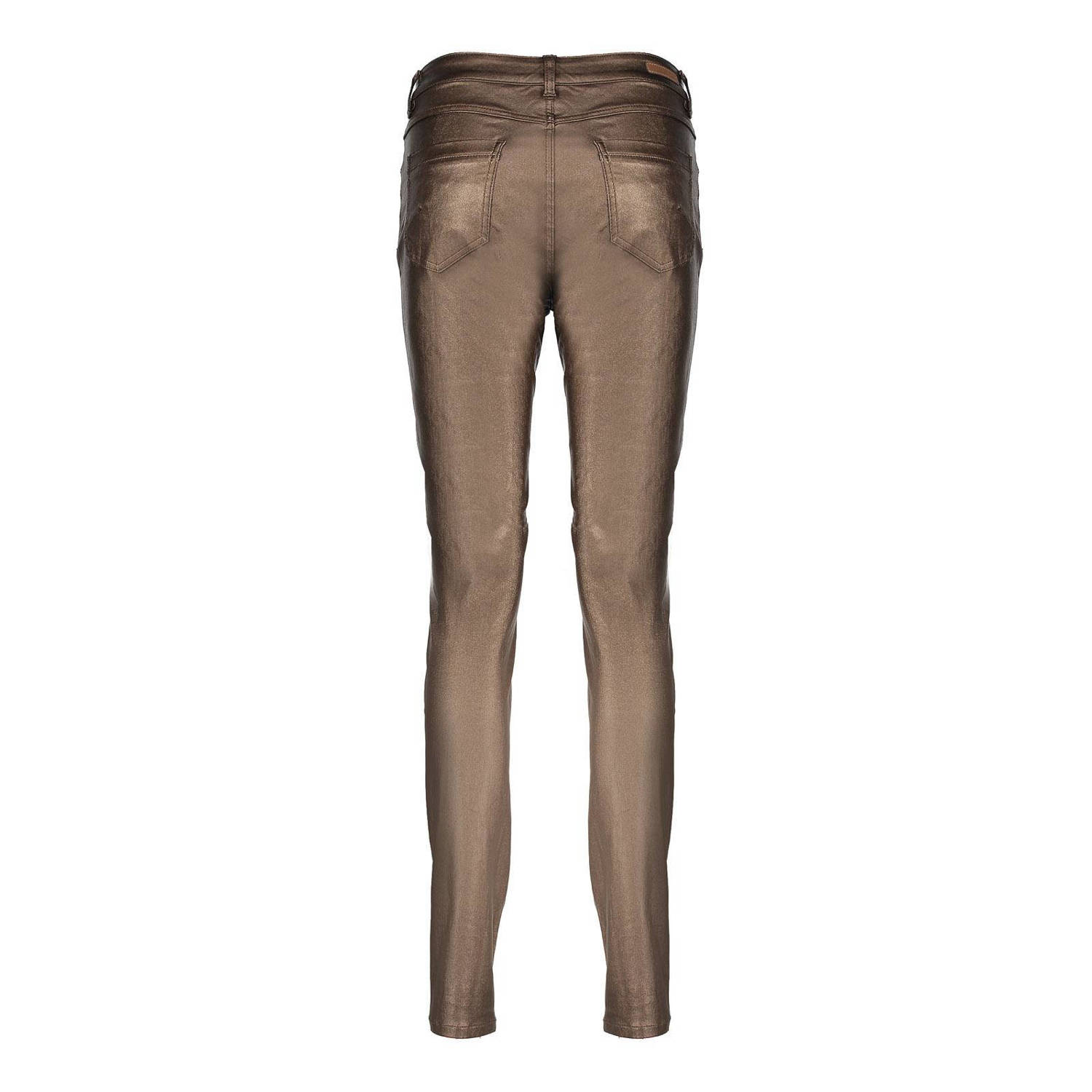 Geisha coated skinny broek koper