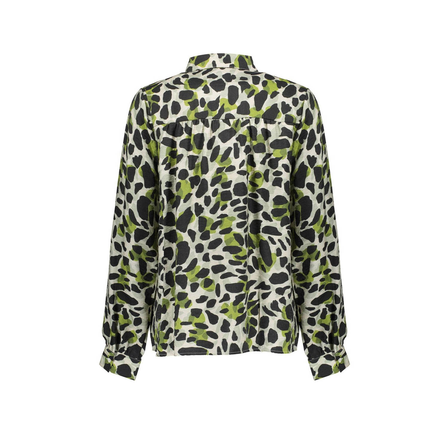 Geisha blouse met all over print grijs groen zwart