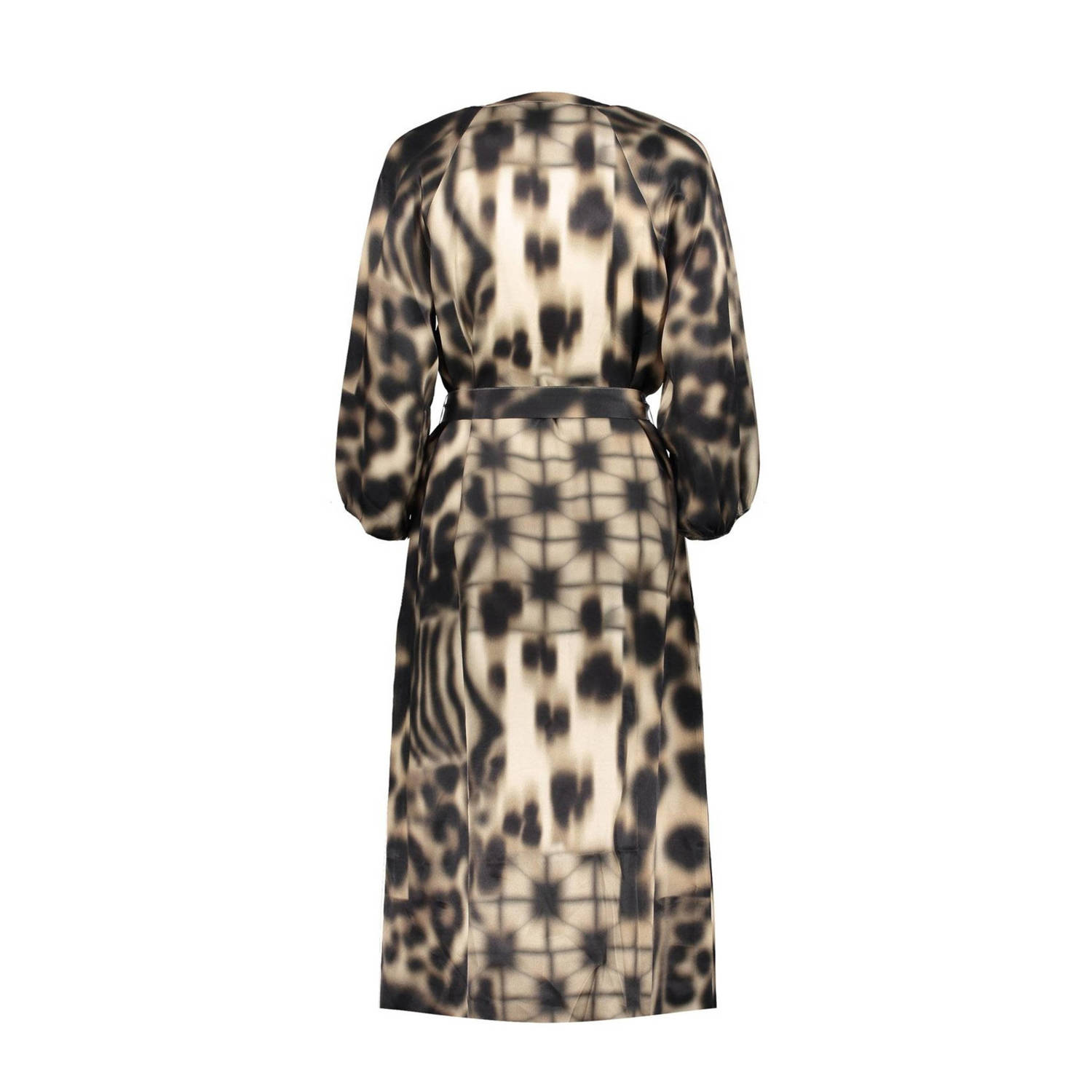 Geisha jurk met all over print zand zwart