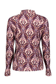 thumbnail: Multi, paars en roze dames Geisha blouse van viscose met lange mouwen en klassieke kraag