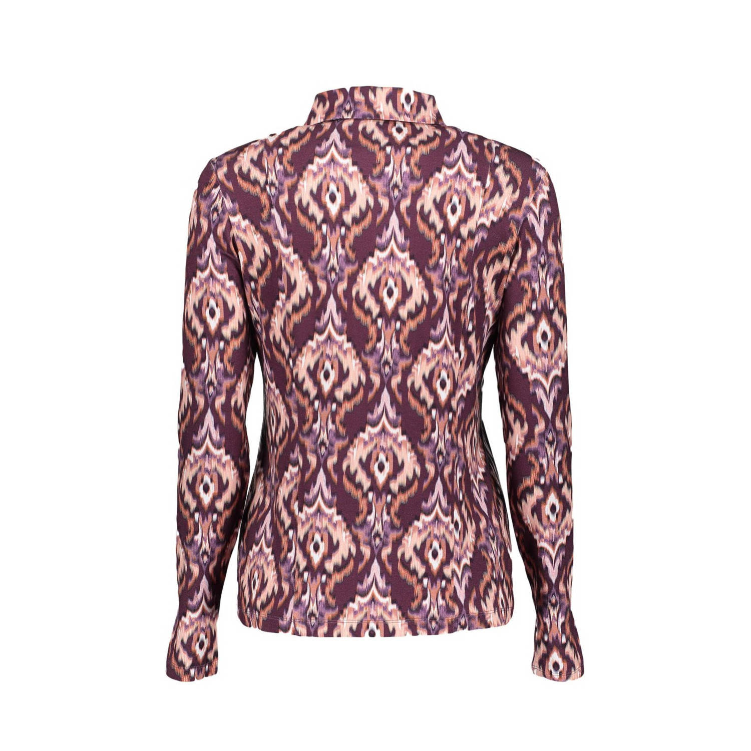 Geisha blouse met all over print paars roze