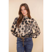 thumbnail: Geisha top met all over print zand/zwart