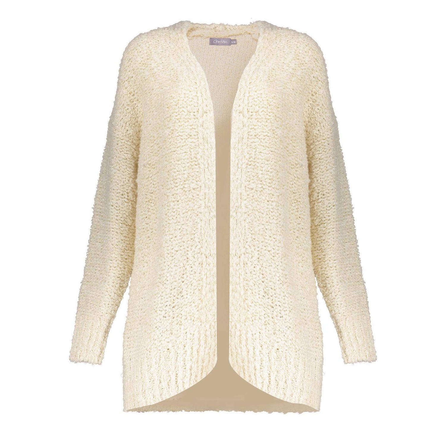 Geisha Lurex Vest Cardigan Beige Dames
