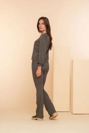 thumbnail: Geisha high waist flared broek met all over print beige/zwart