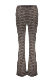 thumbnail: Geisha high waist flared broek met all over print beige/zwart