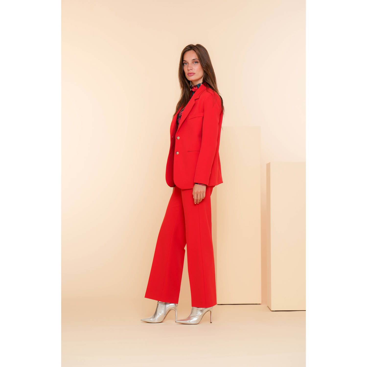 Geisha straight fit pantalon rood