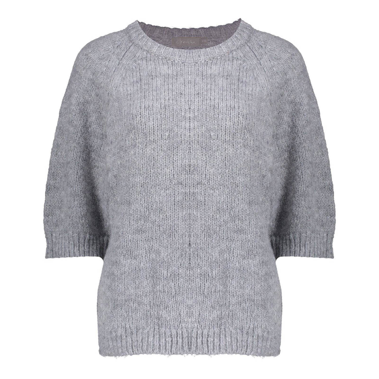 Geisha Pullover met lurex en korte mouwen Gray Dames