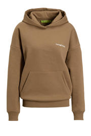 thumbnail: Camelkleurige dames TheJoggConcept hoodie JC van katoen met lange mouwen en capuchon