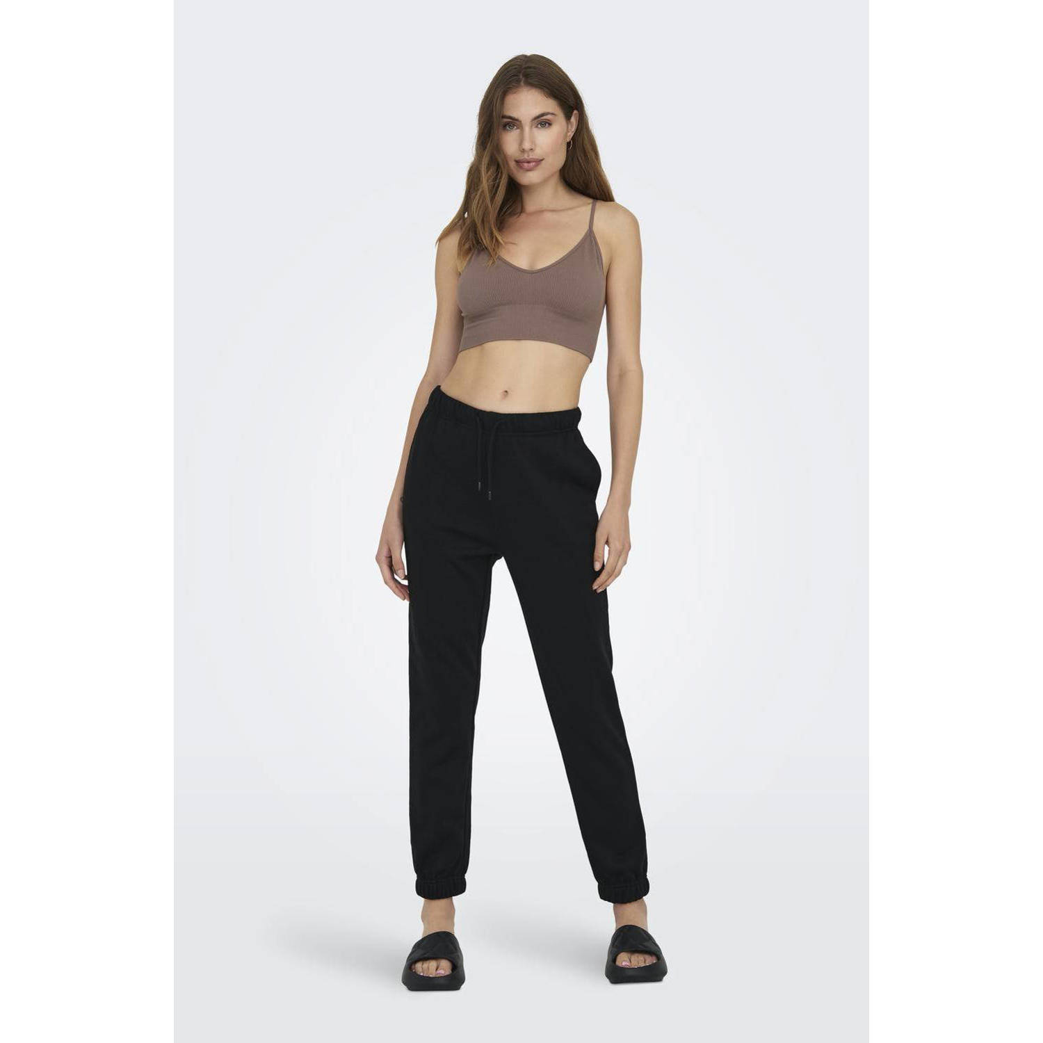 ONLY crop top ONLVICKY met ribstructuur (set van 3) bruin ecru zwart