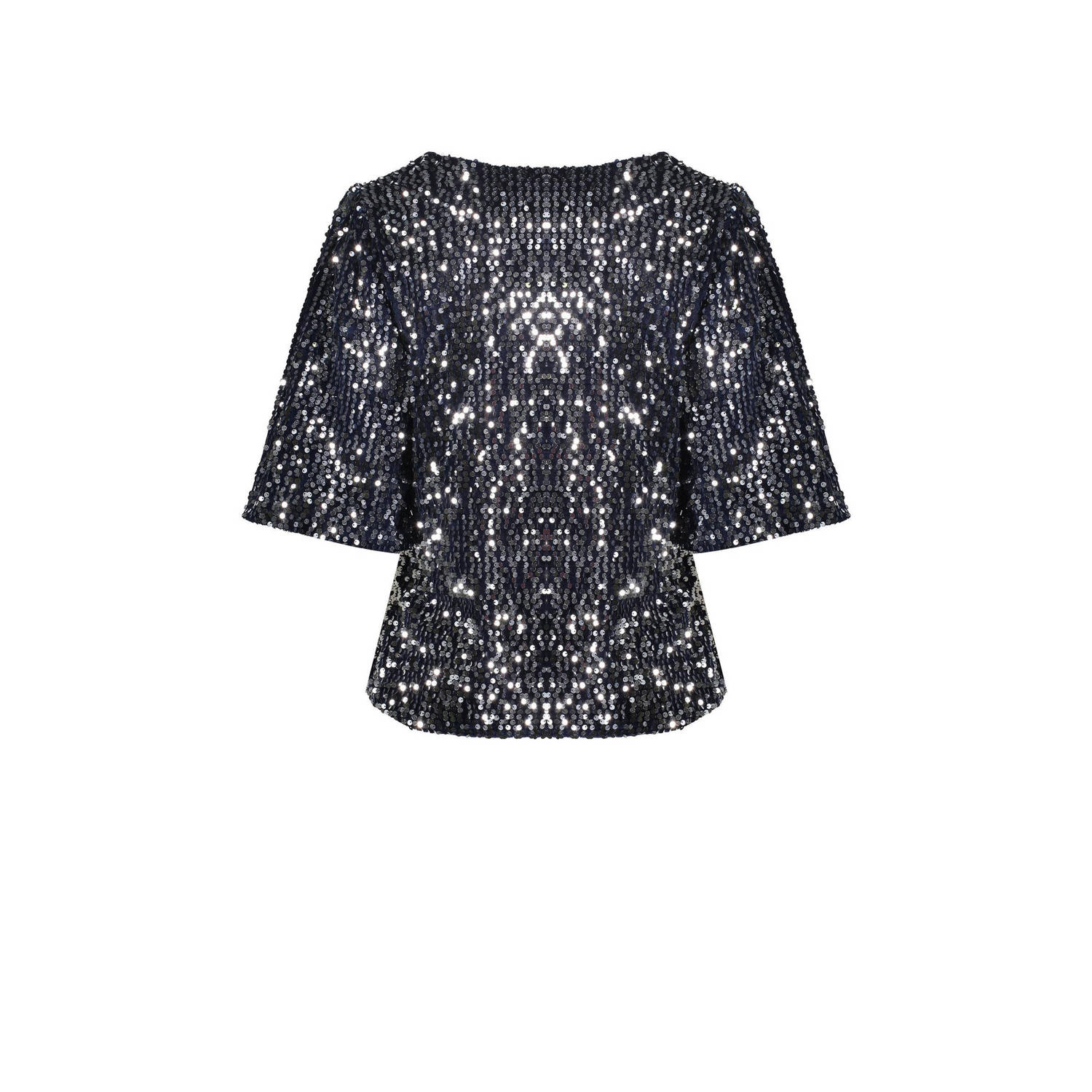 Geisha top zilver donkerblauw
