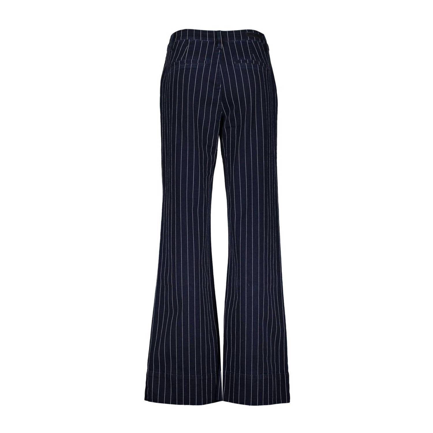 Geisha gestreepte wide leg jeans dark blue denim