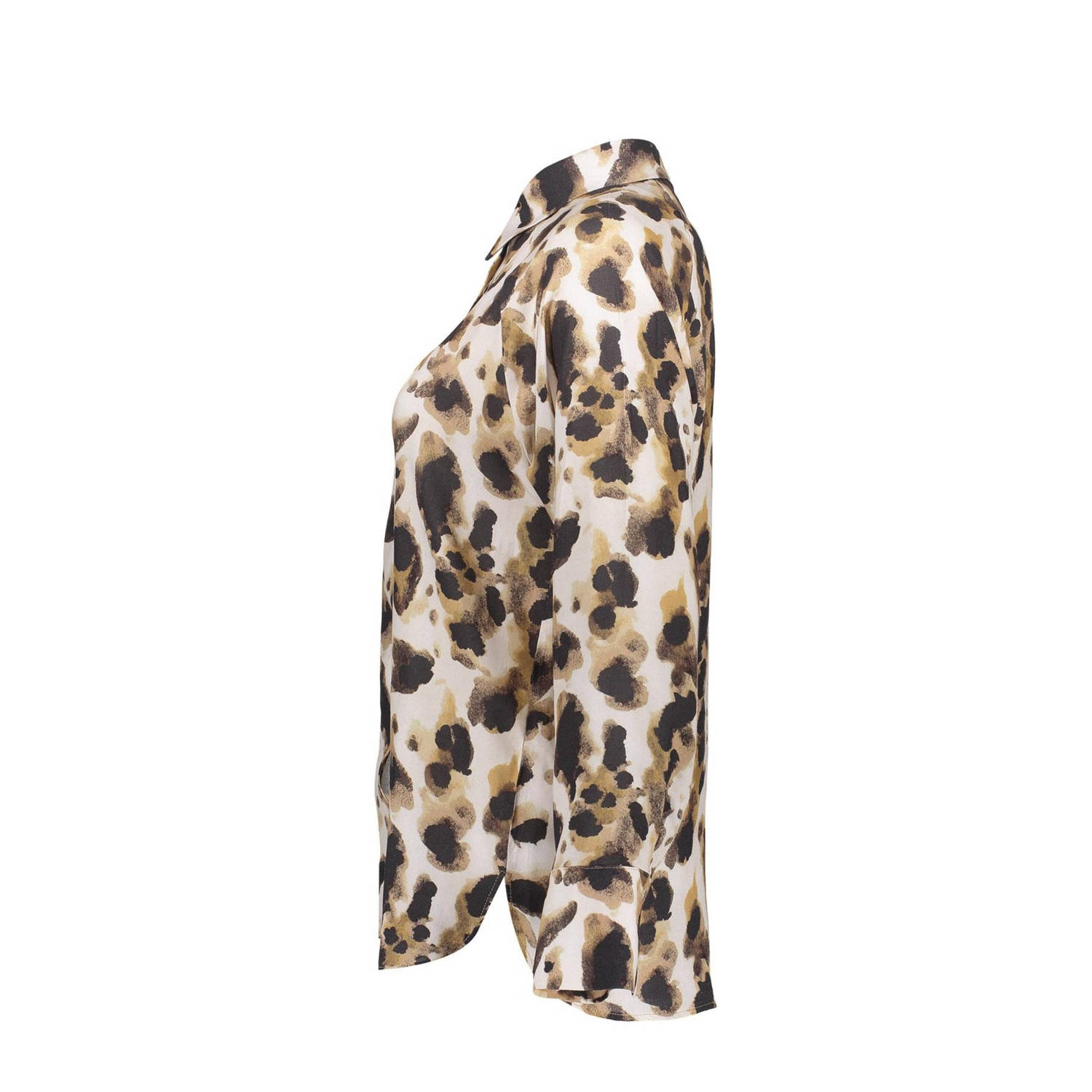Geisha blouse met panterprint bruin zwart