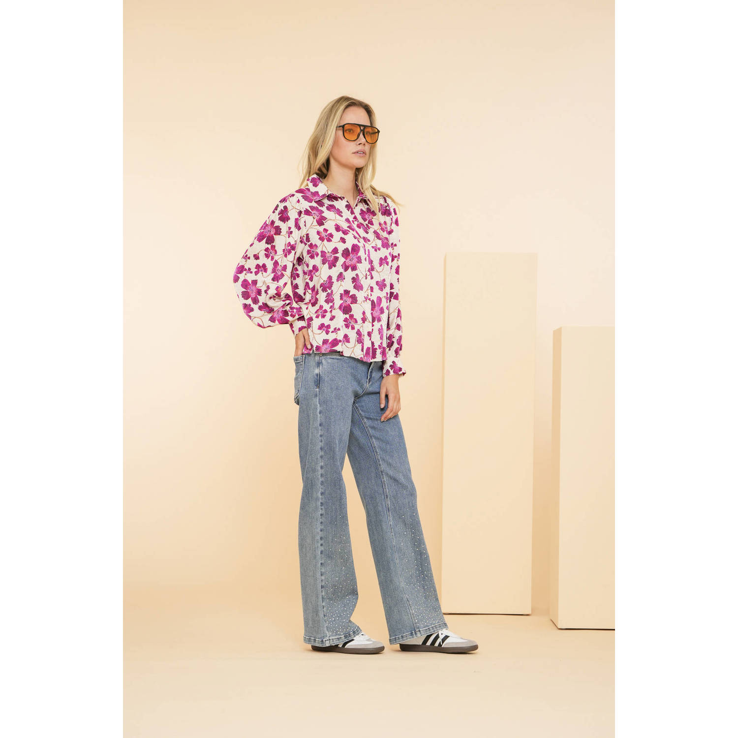 Geisha wide leg jeans medium blue denim