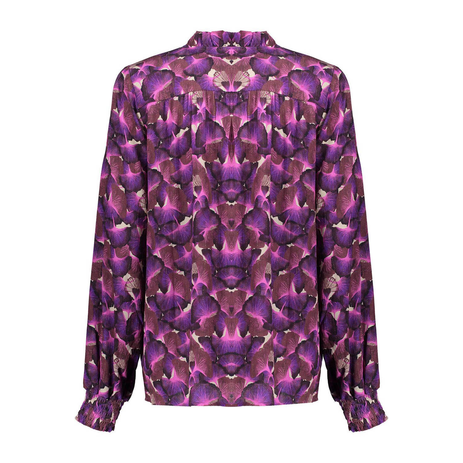 Geisha gebloemde blouse paars zand