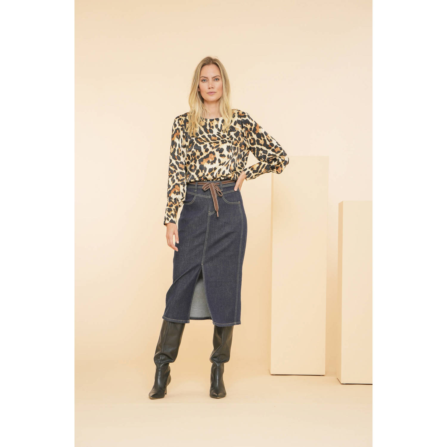 Geisha denim spijkerrok dark blue denim