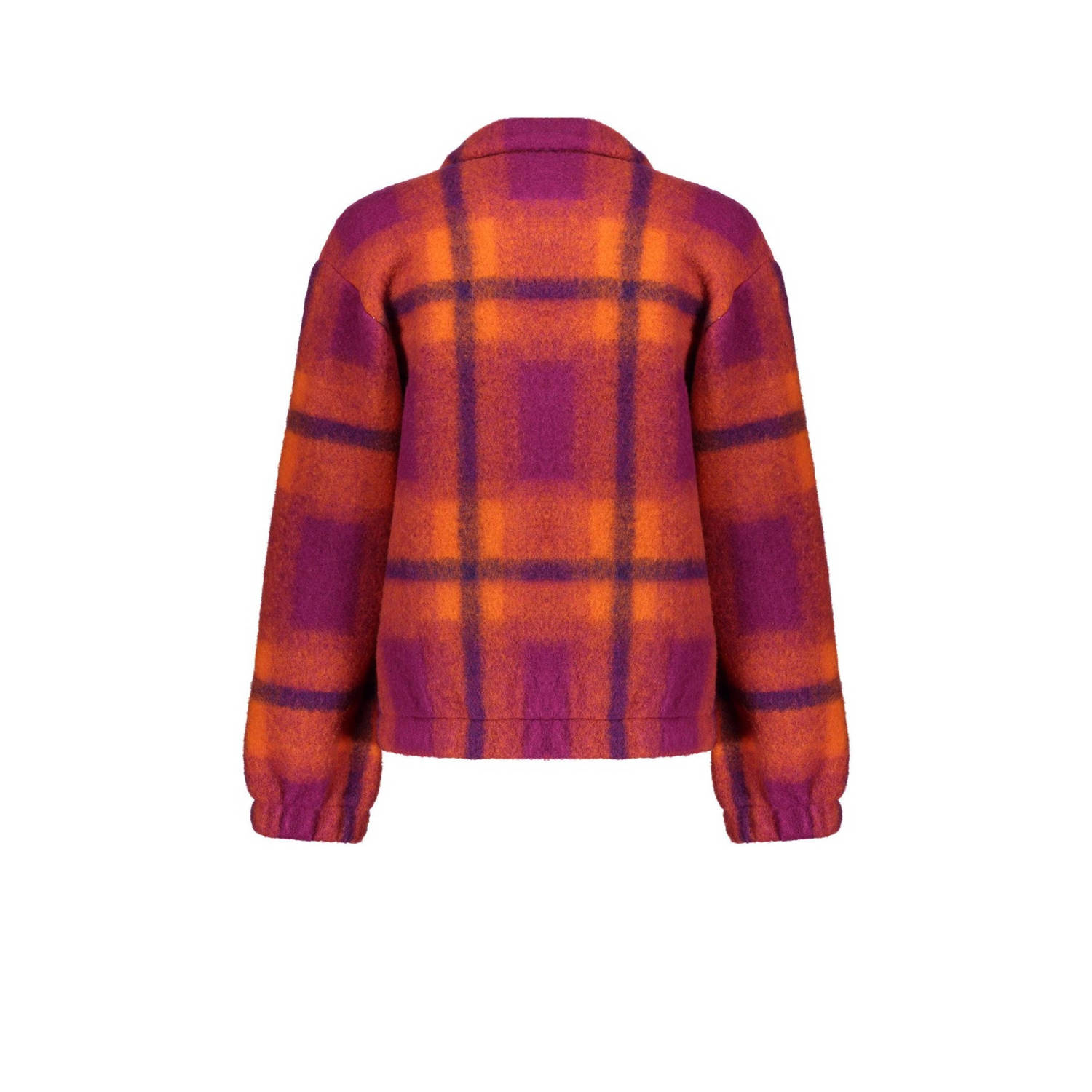 Geisha geruite jas met wol rood oranje