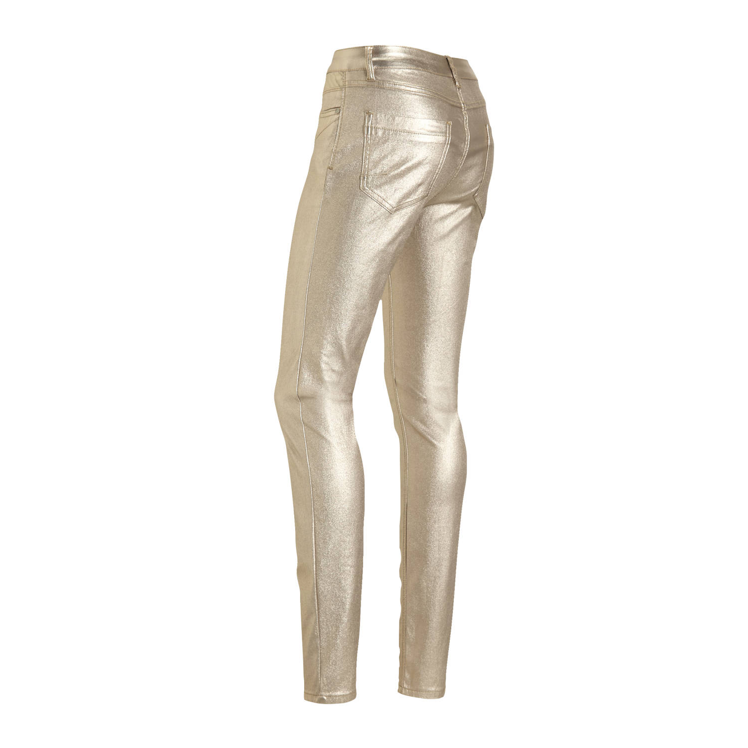 Geisha coated regular fit broek goud