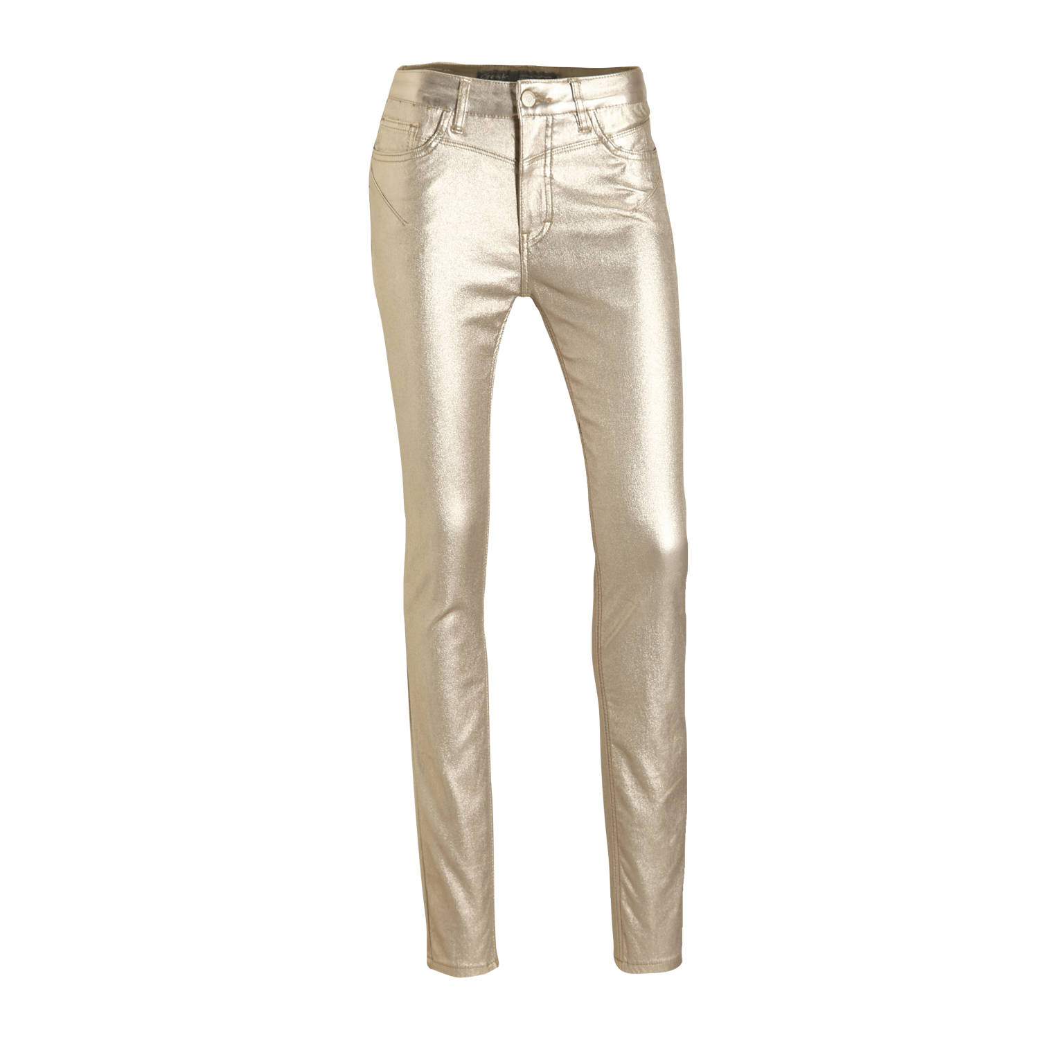 Geisha coated regular fit broek goud