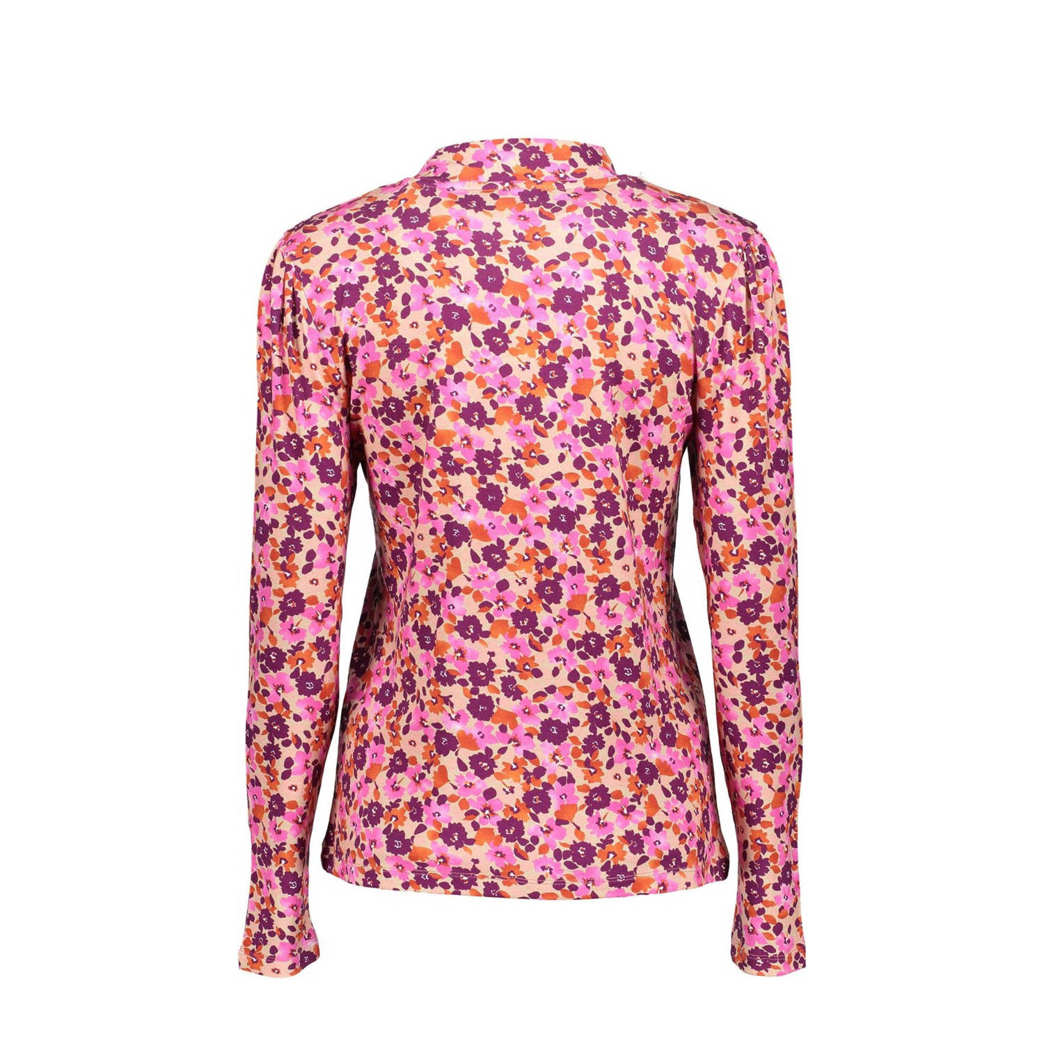 Geisha gebloemde top roze paars