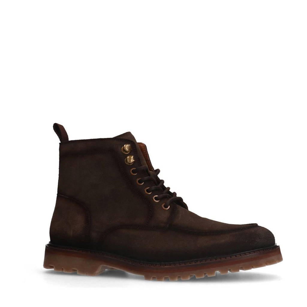 Manfield Veterboots Suede Manfield Suède Veterboots Bruin Wehkamp