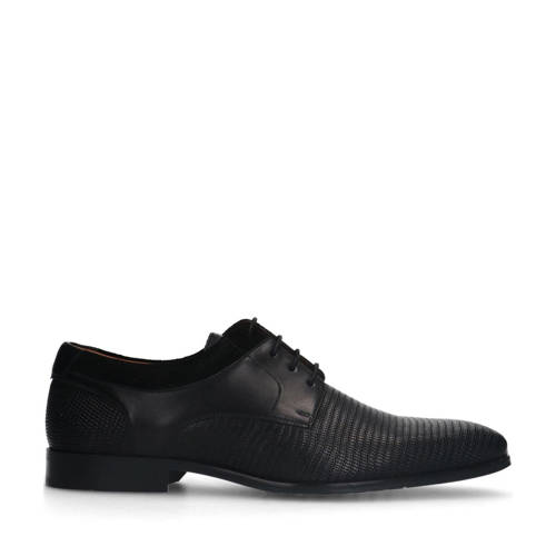 Manfield leren veterschoenen zwart afbeelding