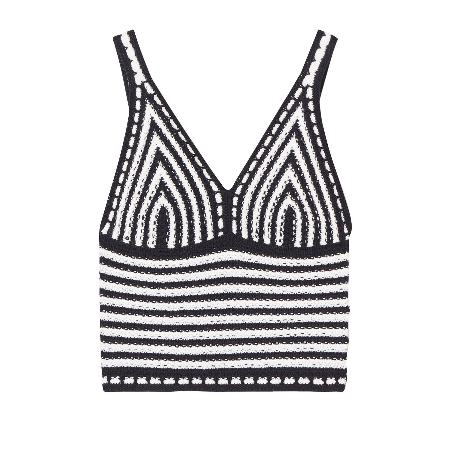 Cache gehaakte crochet top zwart wit